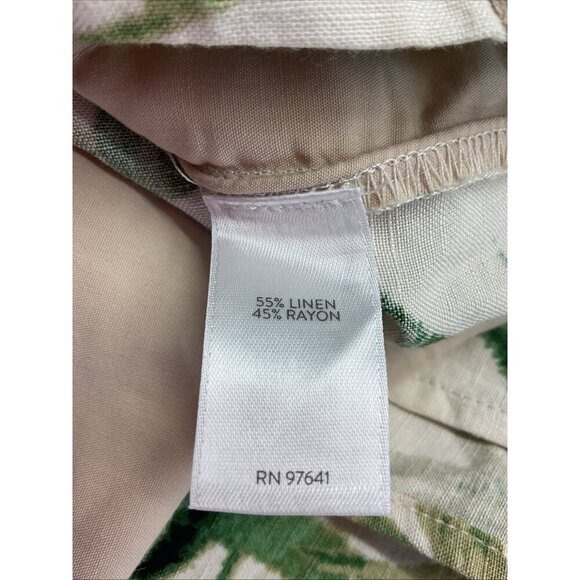 NEW J Jill Pants Linen Cropped Wide Leg Tropical Green size XXL Beach Coastal - Picture 9 of 10